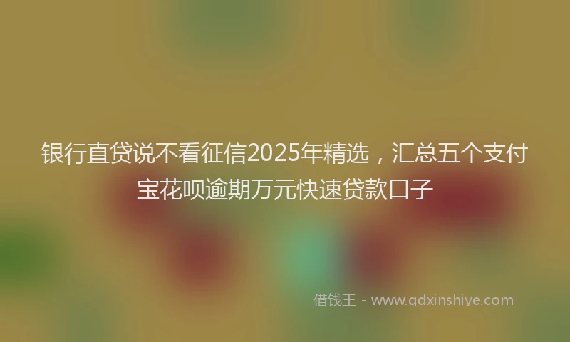 银行直贷说不看征信2025年精选，汇总五个支付宝花呗逾期万元快速贷款口子