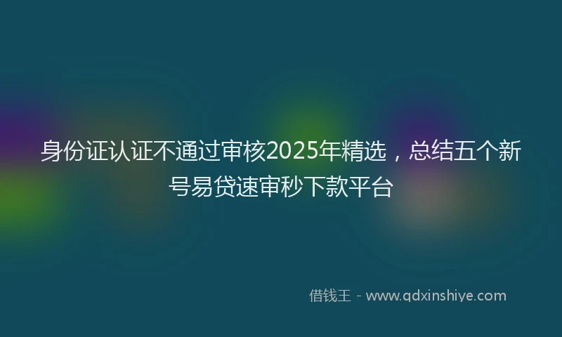 身份证认证不通过审核2025年精选，总结五个新号易贷速审秒下款平台