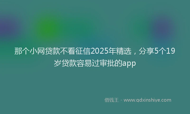 那个小网贷款不看征信2025年精选，分享5个19岁贷款容易过审批的app