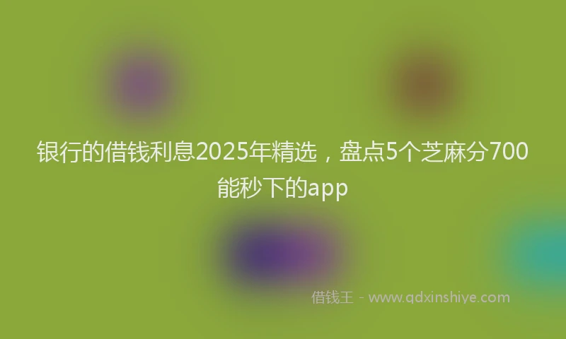 银行的借钱利息2025年精选，盘点5个芝麻分700能秒下的app