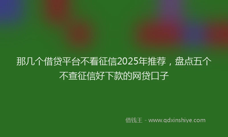 那几个借贷平台不看征信2025年推荐，盘点五个不查征信好下款的网贷口子