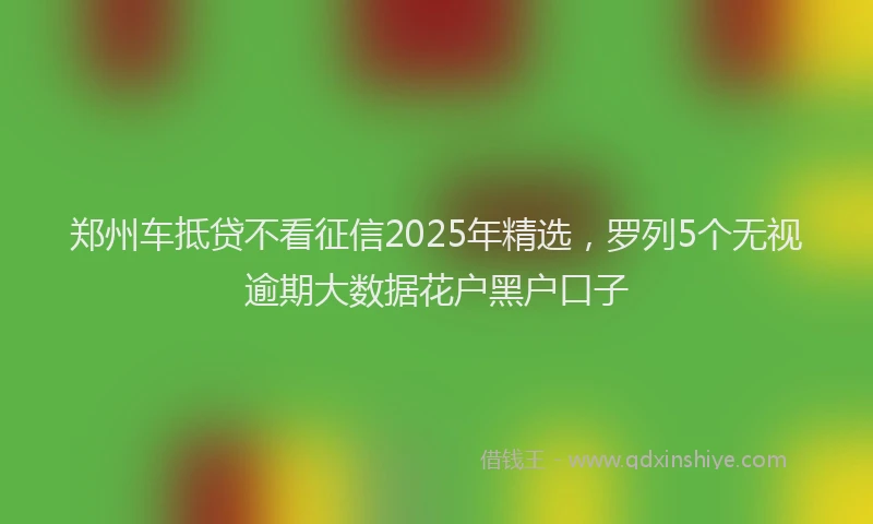 郑州车抵贷不看征信2025年精选，罗列5个无视逾期大数据花户黑户口子