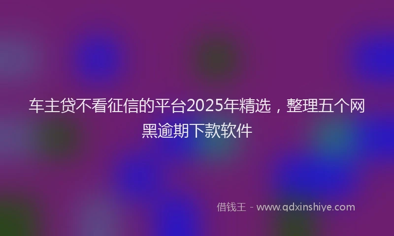 车主贷不看征信的平台2025年精选，整理五个网黑逾期下款软件