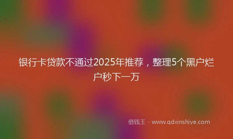银行卡贷款不通过2025年推荐，整理5个黑户烂户秒下一万
