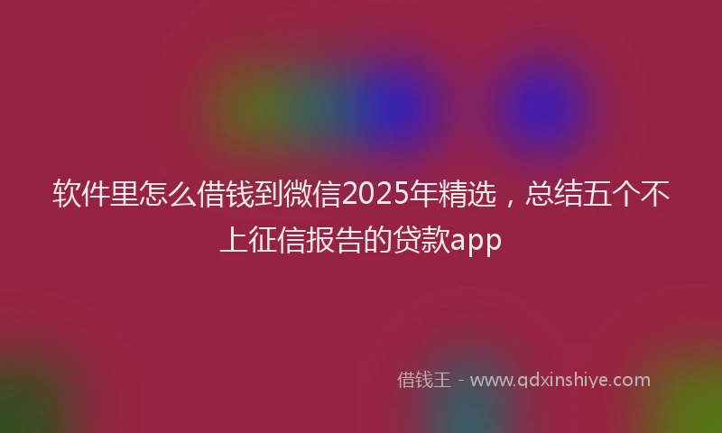 软件里怎么借钱到微信2025年精选，总结五个不上征信报告的贷款app