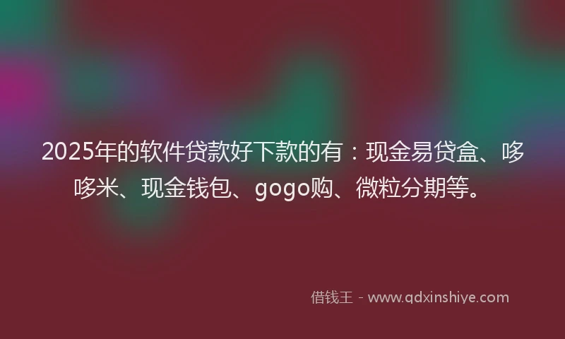 2025年的软件贷款好下款的有：现金易贷盒、哆哆米、现金钱包、gogo购、微粒分期等。