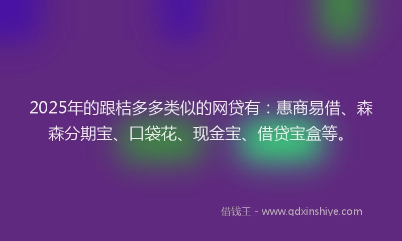 2025年的跟桔多多类似的网贷有：惠商易借、森森分期宝、口袋花、现金宝、借贷宝盒等。