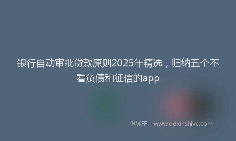 银行自动审批贷款原则2025年精选，归纳五个不看负债和征信的app