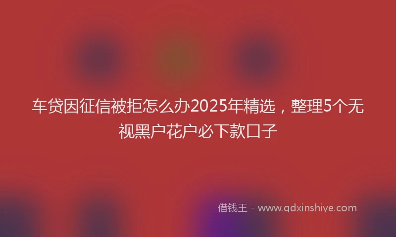 车贷因征信被拒怎么办2025年精选，整理5个无视黑户花户必下款口子