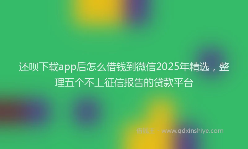 还呗下载app后怎么借钱到微信2025年精选，整理五个不上征信报告的贷款平台