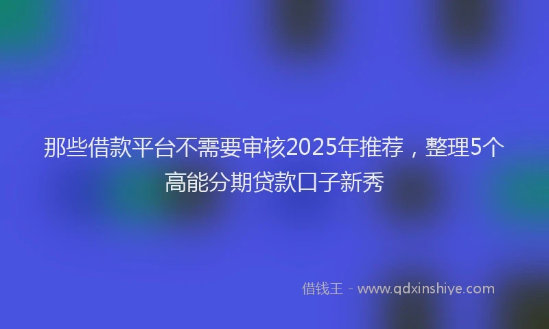 那些借款平台不需要审核2025年推荐，整理5个高能分期贷款口子新秀