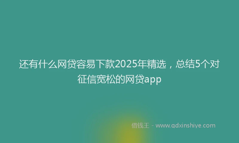 还有什么网贷容易下款2025年精选，总结5个对征信宽松的网贷app