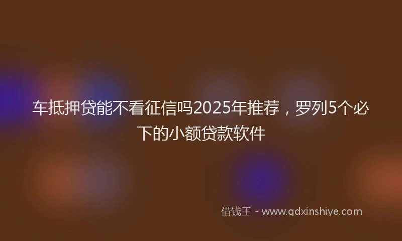 车抵押贷能不看征信吗2025年推荐，罗列5个必下的小额贷款软件