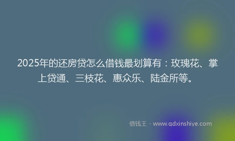 2025年的还房贷怎么借钱最划算有：玫瑰花、掌上贷通、三枝花、惠众乐、陆金所等。