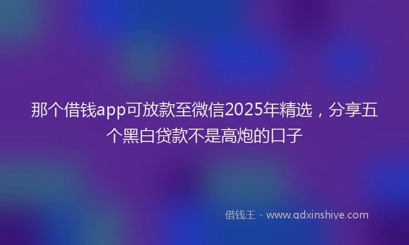 那个借钱app可放款至微信2025年精选，分享五个黑白贷款不是高炮的口子