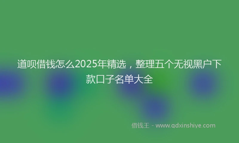 道呗借钱怎么2025年精选，整理五个无视黑户下款口子名单大全