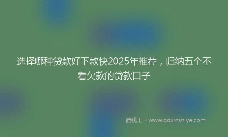 选择哪种贷款好下款快2025年推荐，归纳五个不看欠款的贷款口子