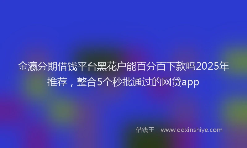 金瀛分期借钱平台黑花户能百分百下款吗2025年推荐，整合5个秒批通过的网贷app