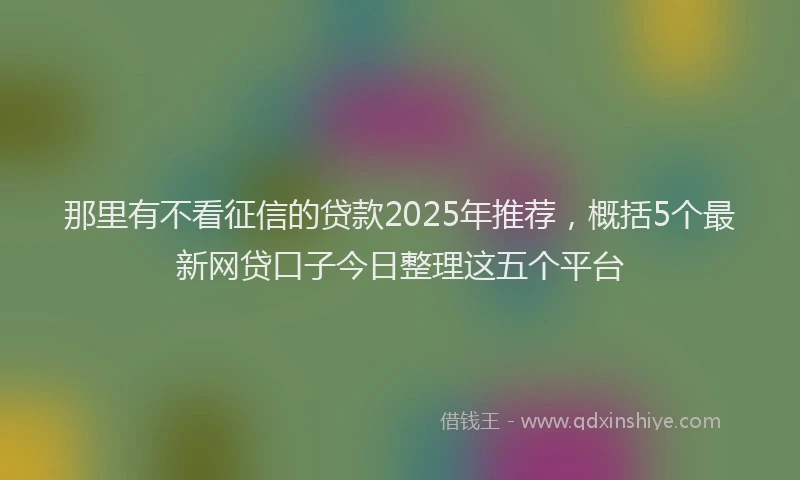 那里有不看征信的贷款2025年推荐，概括5个最新网贷口子今日整理这五个平台