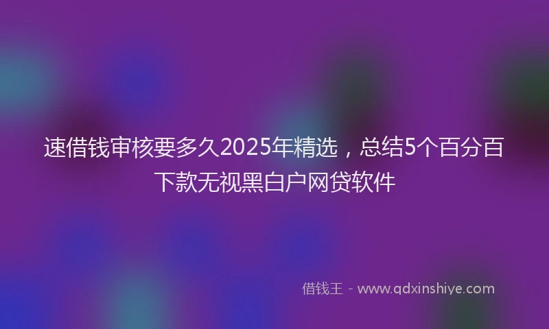 速借钱审核要多久2025年精选，总结5个百分百下款无视黑白户网贷软件