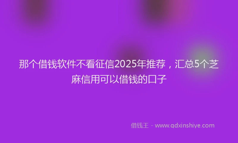 那个借钱软件不看征信2025年推荐，汇总5个芝麻信用可以借钱的口子