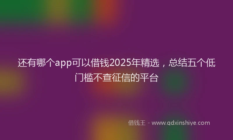 还有哪个app可以借钱2025年精选，总结五个低门槛不查征信的平台