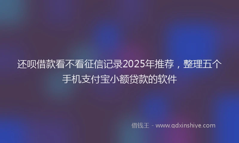 还呗借款看不看征信记录2025年推荐，整理五个手机支付宝小额贷款的软件