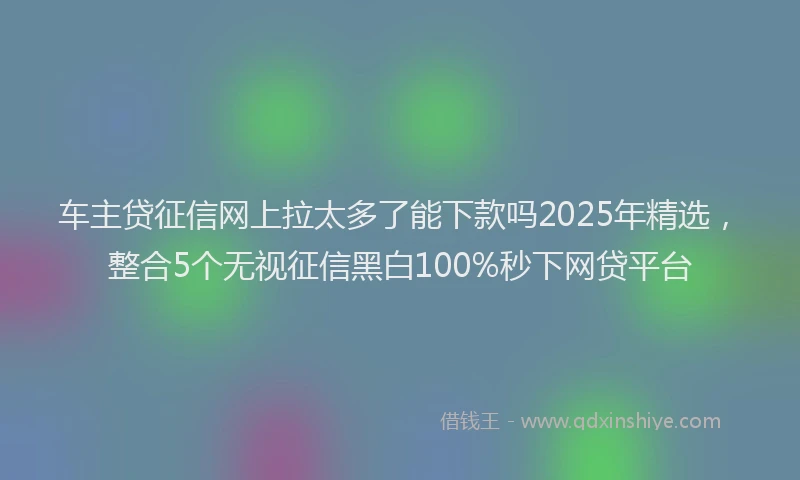 车主贷征信网上拉太多了能下款吗2025年精选，整合5个无视征信黑白100%秒下网贷平台
