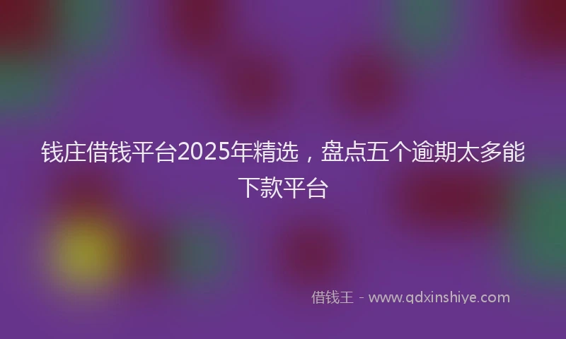 钱庄借钱平台2025年精选，盘点五个逾期太多能下款平台