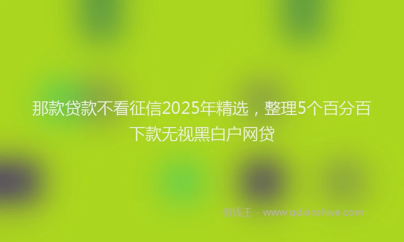 那款贷款不看征信2025年精选，整理5个百分百下款无视黑白户网贷