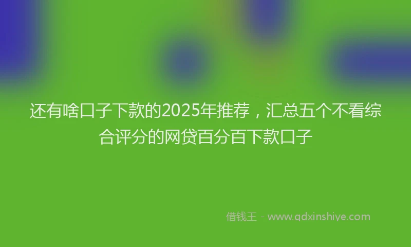 还有啥口子下款的2025年推荐，汇总五个不看综合评分的网贷百分百下款口子
