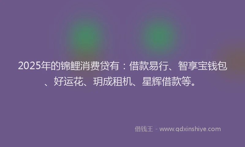 2025年的锦鲤消费贷有：借款易行、智享宝钱包、好运花、玥成租机、星辉借款等。