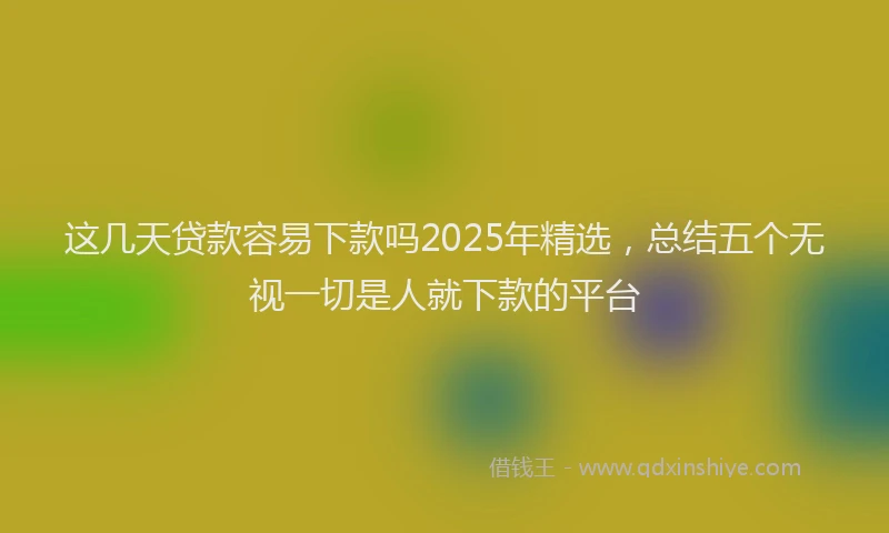这几天贷款容易下款吗2025年精选，总结五个无视一切是人就下款的平台