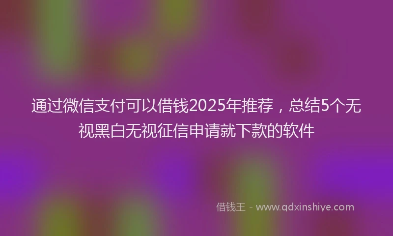 通过微信支付可以借钱2025年推荐，总结5个无视黑白无视征信申请就下款的软件
