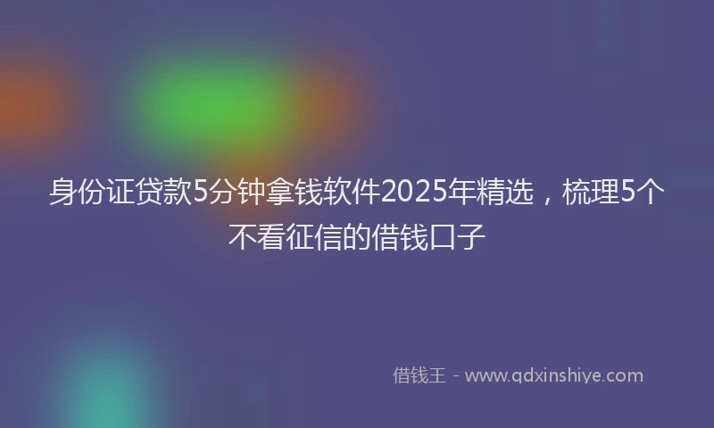 身份证贷款5分钟拿钱软件2025年精选，梳理5个不看征信的借钱口子