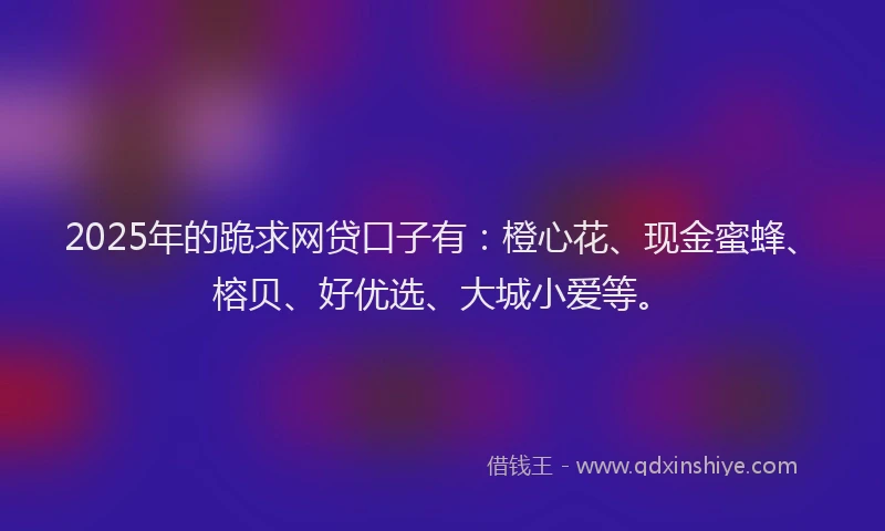 2025年的跪求网贷口子有：橙心花、现金蜜蜂、榕贝、好优选、大城小爱等。