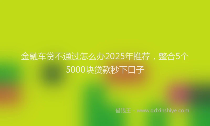 金融车贷不通过怎么办2025年推荐，整合5个5000块贷款秒下口子