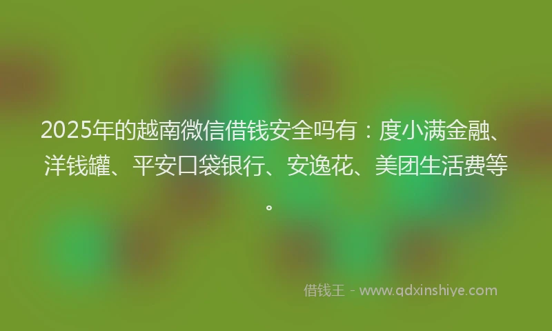 2025年的越南微信借钱安全吗有：度小满金融、洋钱罐、平安口袋银行、安逸花、美团生活费等。