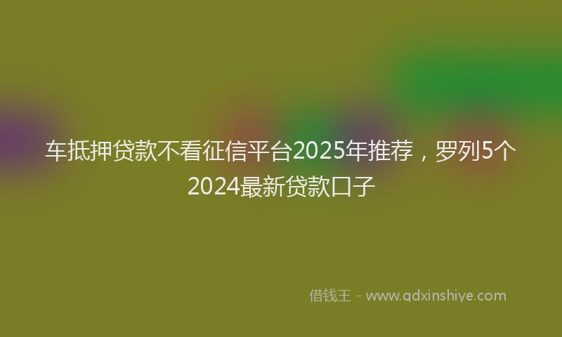 车抵押贷款不看征信平台2025年推荐，罗列5个2024最新贷款口子
