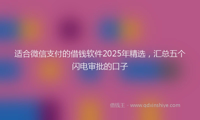 适合微信支付的借钱软件2025年精选，汇总五个闪电审批的口子