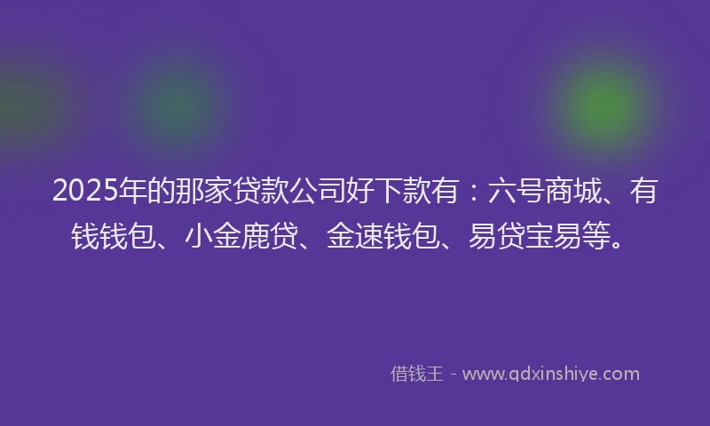 2025年的那家贷款公司好下款有:六号商城、有钱钱包、小金鹿贷、金速钱包、易贷宝易等。