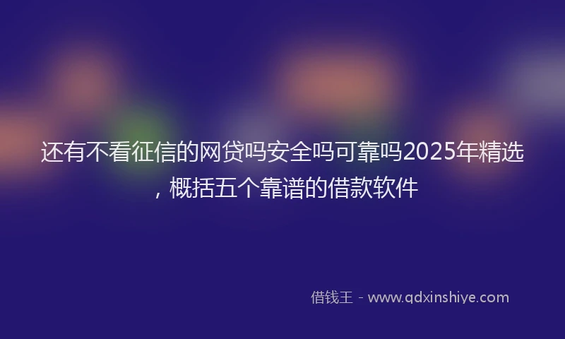 还有不看征信的网贷吗安全吗可靠吗2025年精选，概括五个靠谱的借款软件