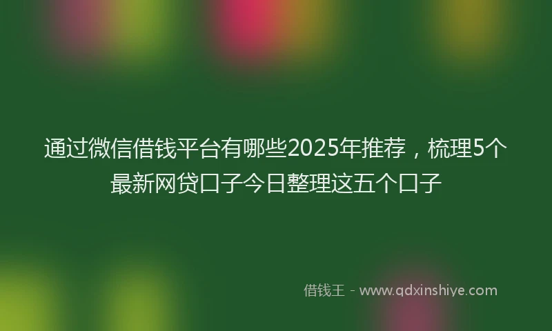 通过微信借钱平台有哪些2025年推荐，梳理5个最新网贷口子今日整理这五个口子