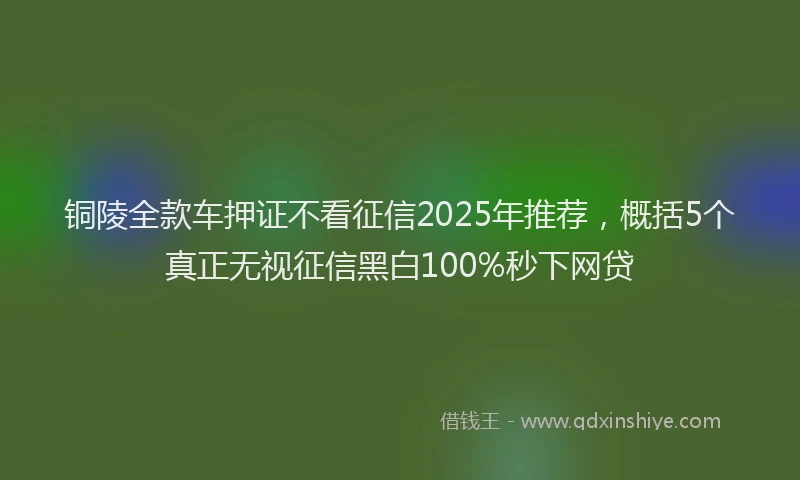 铜陵全款车押证不看征信2025年推荐，概括5个真正无视征信黑白100%秒下网贷