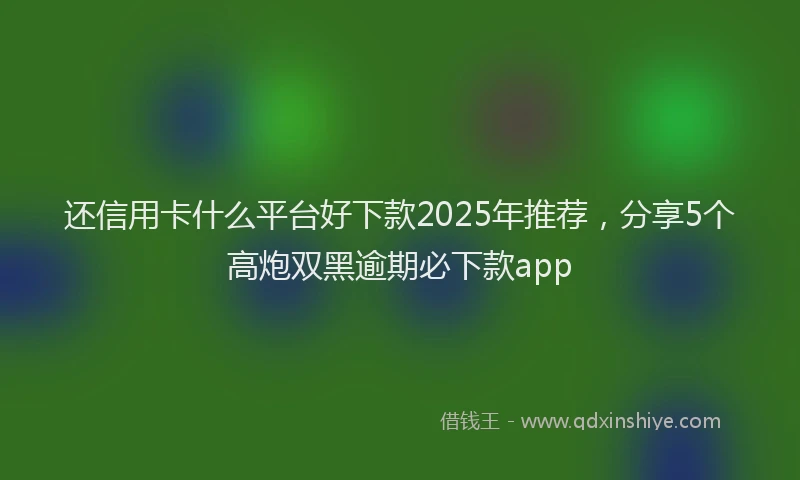 还信用卡什么平台好下款2025年推荐，分享5个高炮双黑逾期必下款app