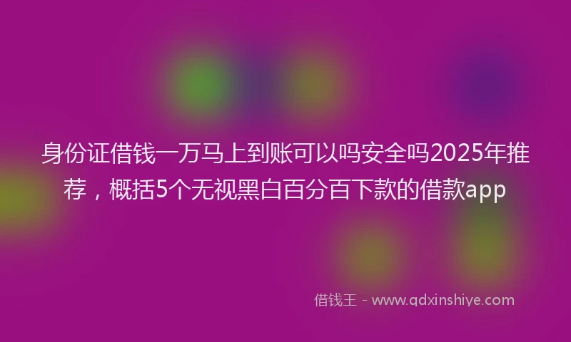 身份证借钱一万马上到账可以吗安全吗2025年推荐，概括5个无视黑白百分百下款的借款app