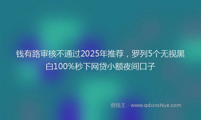 钱有路审核不通过2025年推荐，罗列5个无视黑白100%秒下网贷小额夜间口子