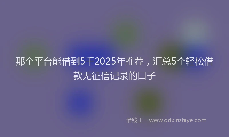 那个平台能借到5千2025年推荐，汇总5个轻松借款无征信记录的口子