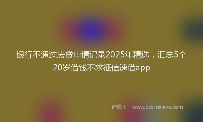银行不通过房贷申请记录2025年精选，汇总5个20岁借钱不求征信速借app