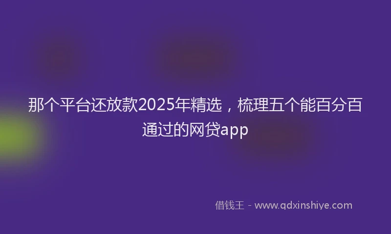 那个平台还放款2025年精选，梳理五个能百分百通过的网贷app